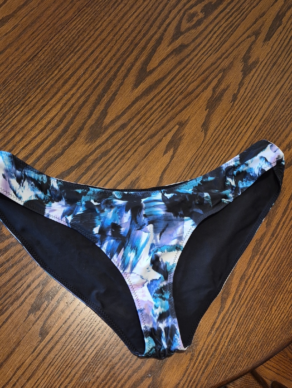 Women's Blue Abstract Print Bikini Bottom